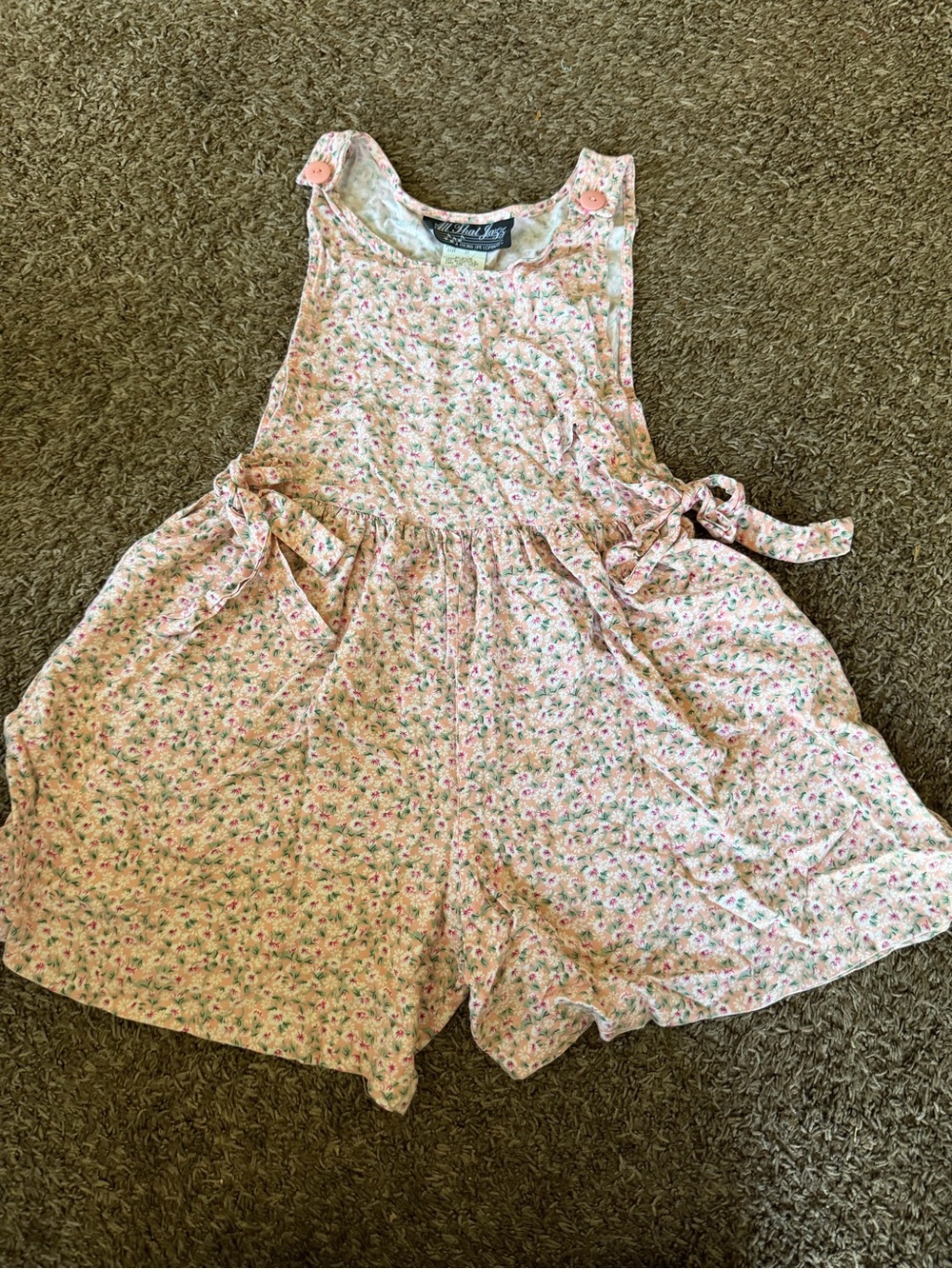 Vintage 90s All That Jazz Floral Short Romper Overalls Playsuit Pink M S